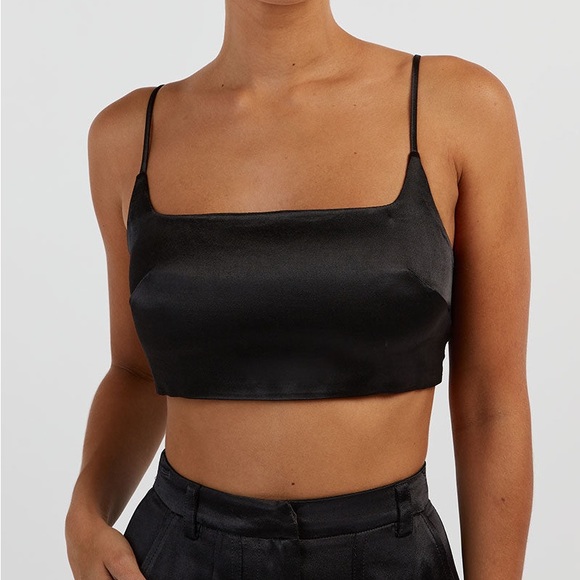 DISSH Charli Black Satin Crop Top - Picture 2 of 9